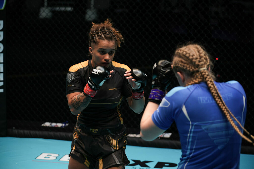 Female fighter faces her opponent at the 2022 IMMAF World Championship