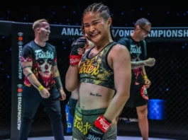 Stamp Fairtex Celebrates ONE Fight Night 10 Victory