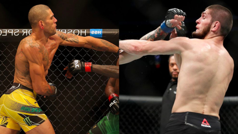 Pereira and Khabib throw strikes