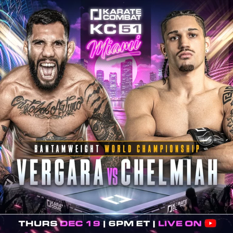 Vergara battles Chelmiah in Karate Combat 51 main event.