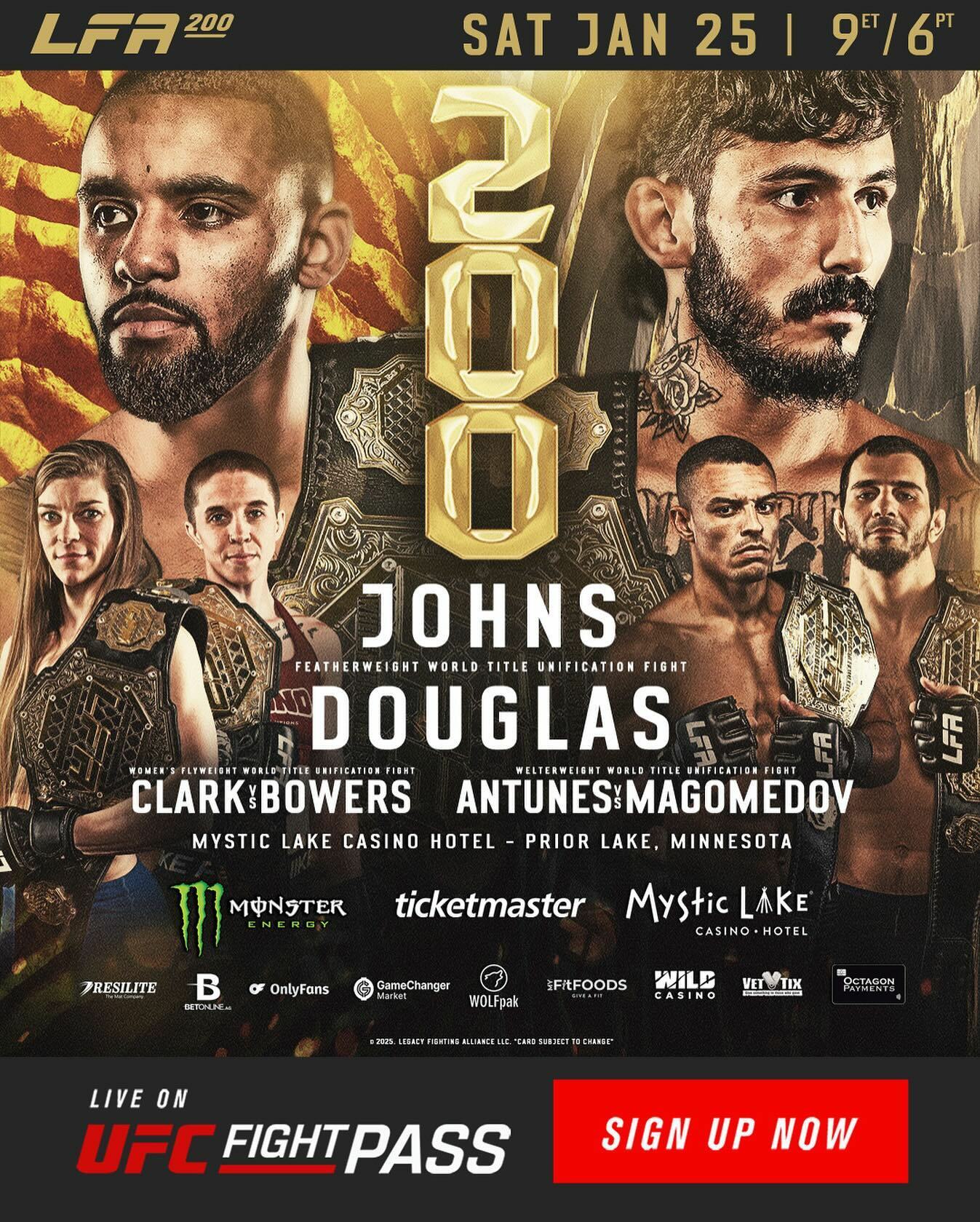 LFA 200: Johns vs Douglas Main Card Preview, Three Exciting Championship Fights Headline Historic Card post image