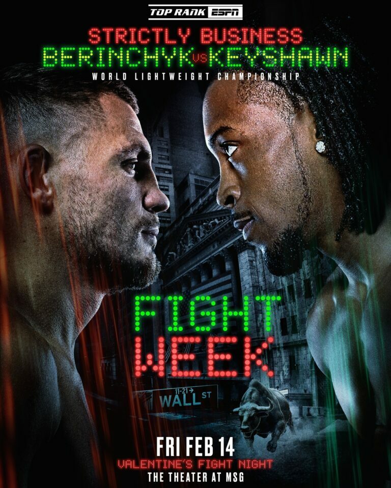 Berinchyk vs. Davis highlights a Valentine's Day edition of Top Rank on ESPN.