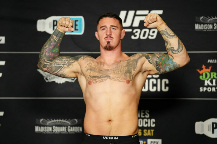 Hyatt NYC Midtown NEW YORK CITY, NY -NOVEMBER 15:Tom Aspinall steps on the scale for the official weigh-ins for UFC309 - The anticipated fight between Tom Aspinall and Jon Jones could be close to a reality.
