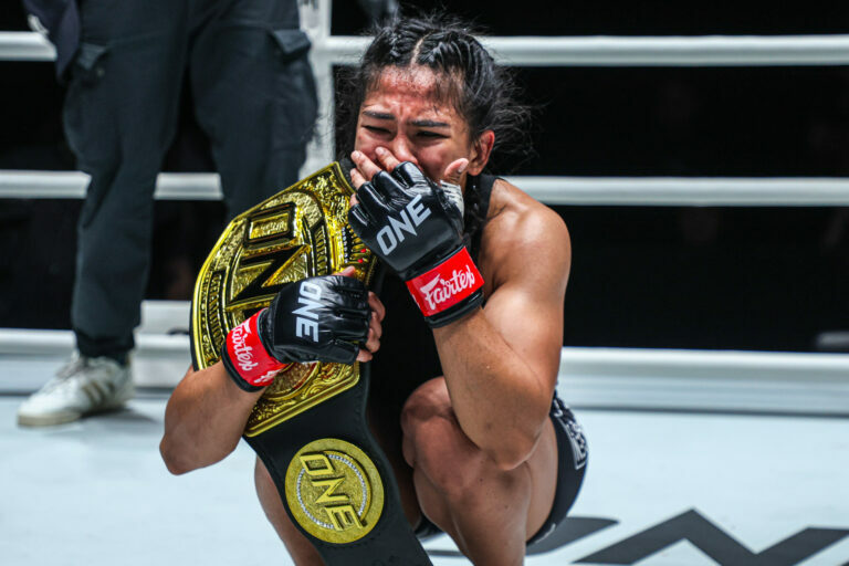 Denice Zamboanga with the ONE Championship belt