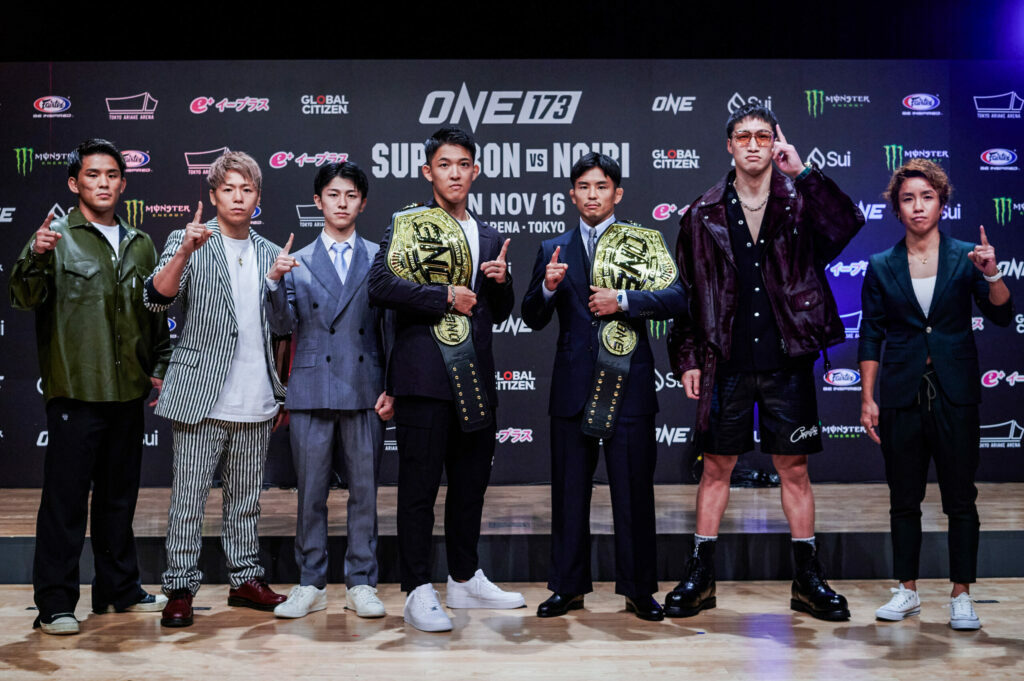 Fighters stand at the ONE 173 Japanese Press Conference