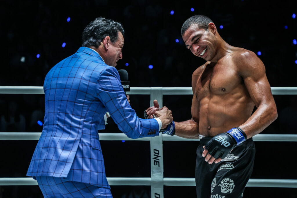 Mitch Chilson congratulates Tye Ruotolo following his MMA debut