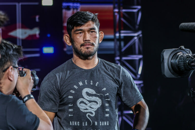 MMA fighter Aung La N Sang walks to the ring
