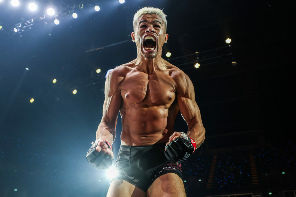 Brazilian MMA fighter Fabricio Andrade celebrates a win