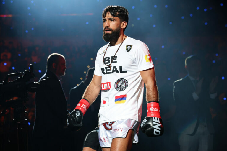 Kickboxing superstar Marat Grigorian walks down the ramp