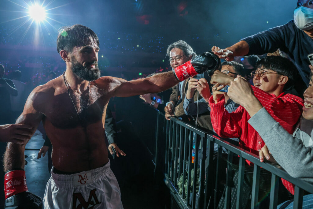 Kickboxing star Marat Grigorian greets fans after his win