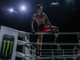 Muay Thai star Aliff Sor Dechapan stands on the ropes