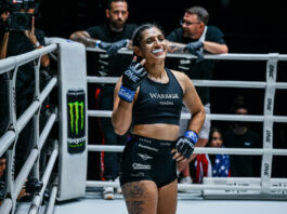Undefeated American Faces Chihiro Sawada in Atomweight MMA at ONE Fight Night 39 Atomweight MMA fighter Natalie Salcedo poses after her win in the ring