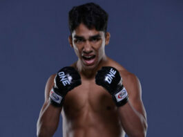 Brazilian MMA fighter Marcos Aurelio poses for a photo shoot ahead of ONE Fight Night 39